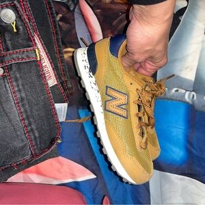 New Balance Tan and Blue Trail-Inspired Sneakers